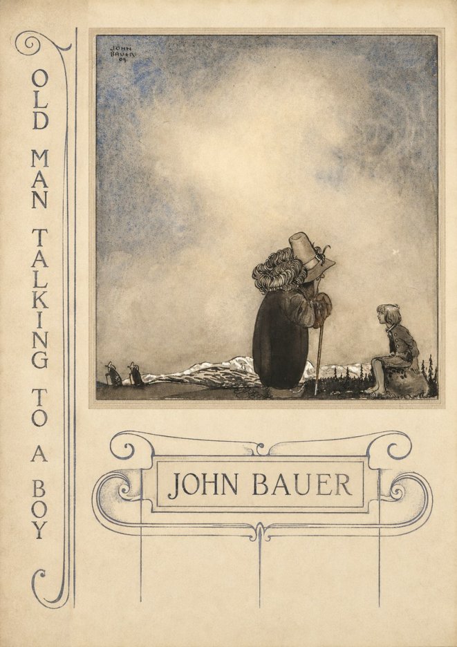 John Bauer Old Man Talking to a Boy No3 - Poszter