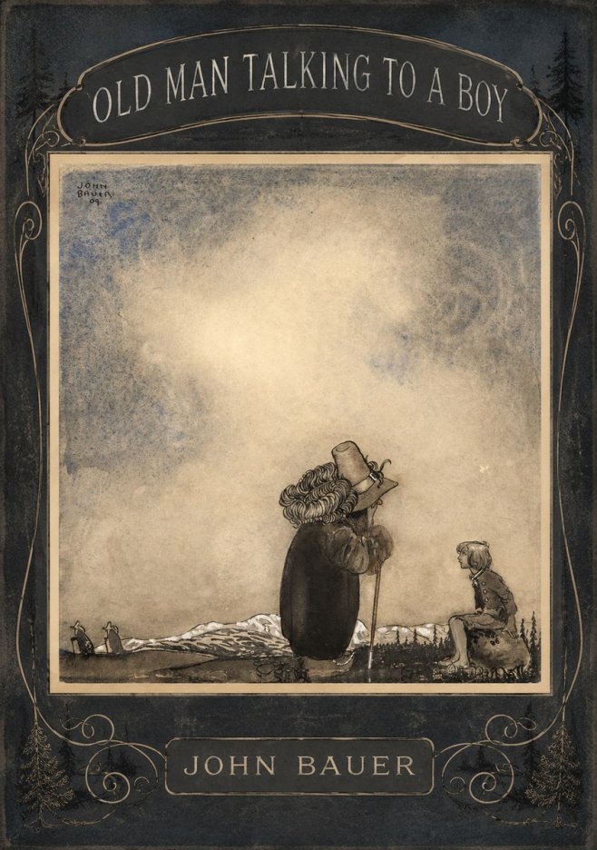 John Bauer Old Man Talking to a Boy No4 - Poszter
