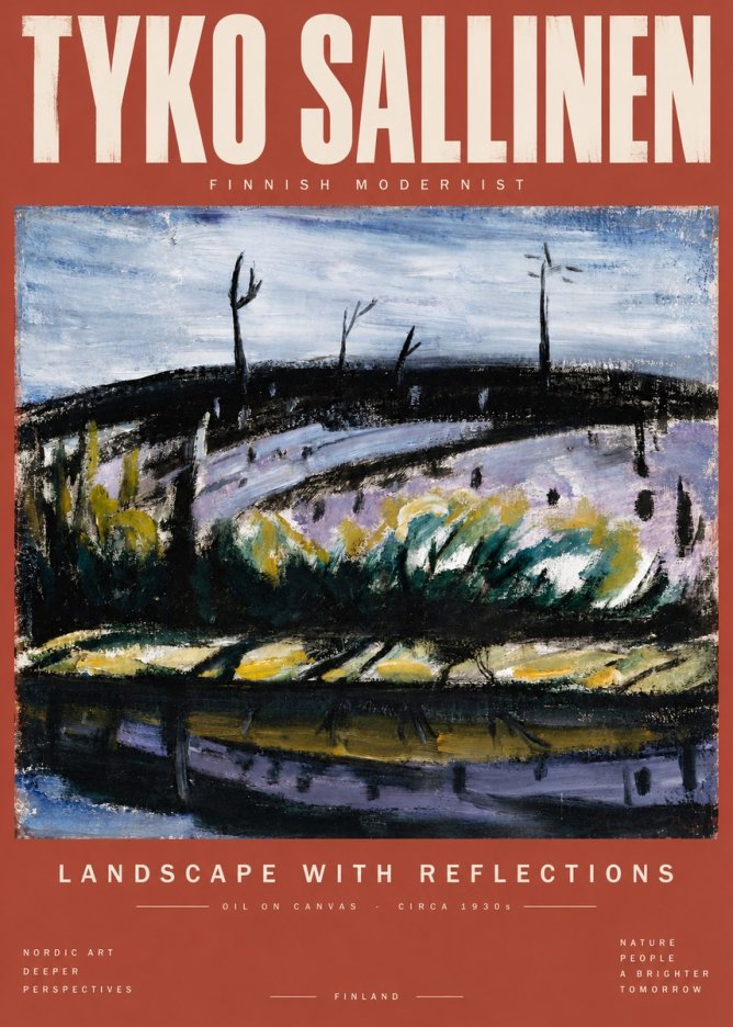 Tyko Sallinen Landscape with Reflections No5 - Poszter