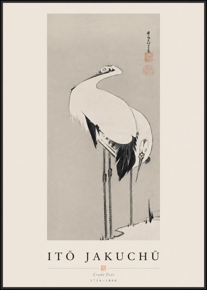 Itō Jakuchū Crane Pair No3 - Poszter