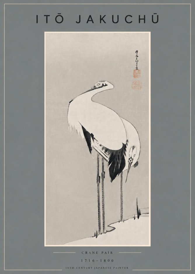 Itō Jakuchū Crane Pair No4 - Poszter