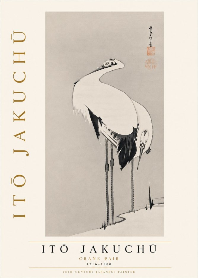 Itō Jakuchū Crane Pair No5 - Poszter