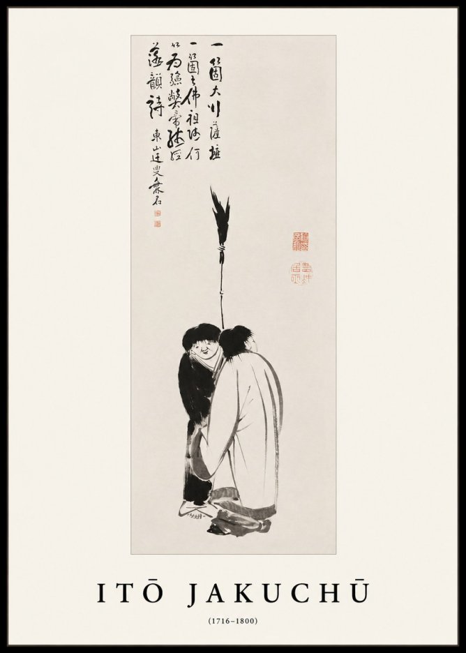 Itō Jakuchū Two Figures Holding a Staff No1 - Poszter