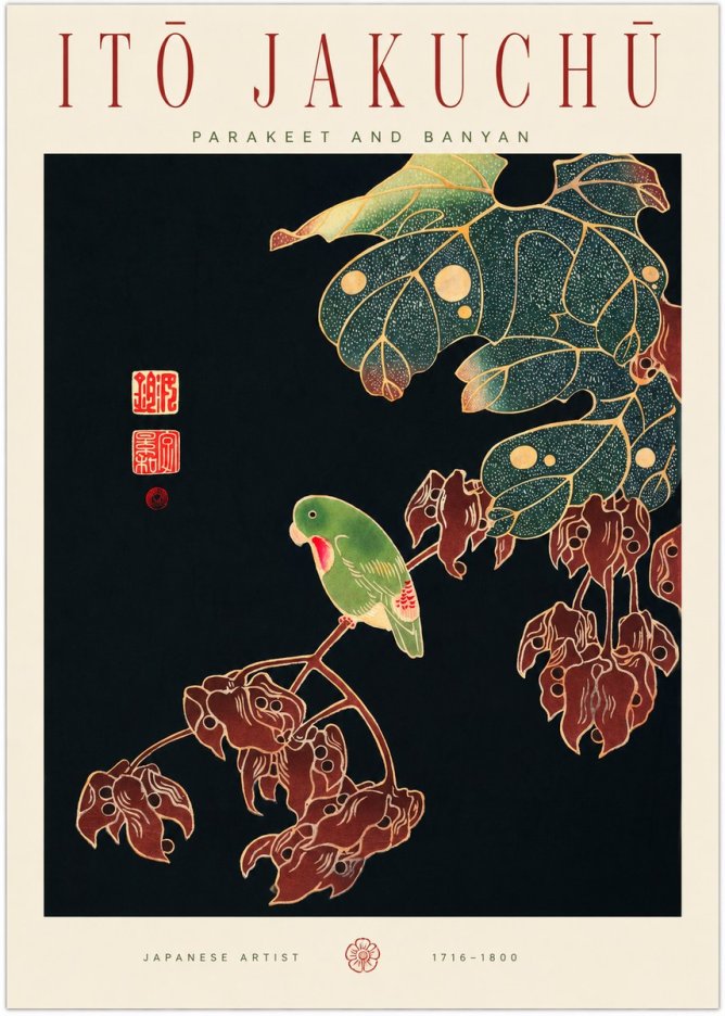 Itō Jakuchū Parakeet and Banyan No1 - Poszter