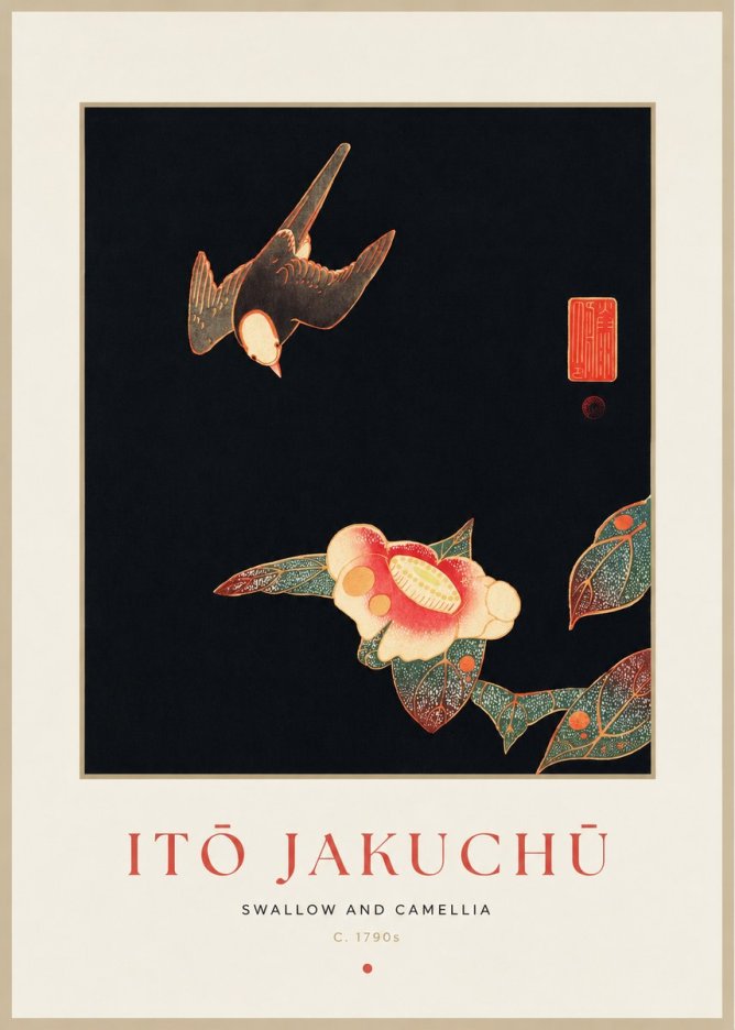 Itō Jakuchū Swallow and Camellia No1 - Poszter