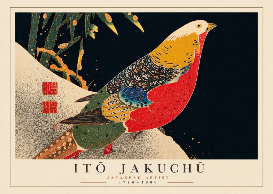 Itō Jakuchū Golden Pheasant and Bamboo No5 - Poszter