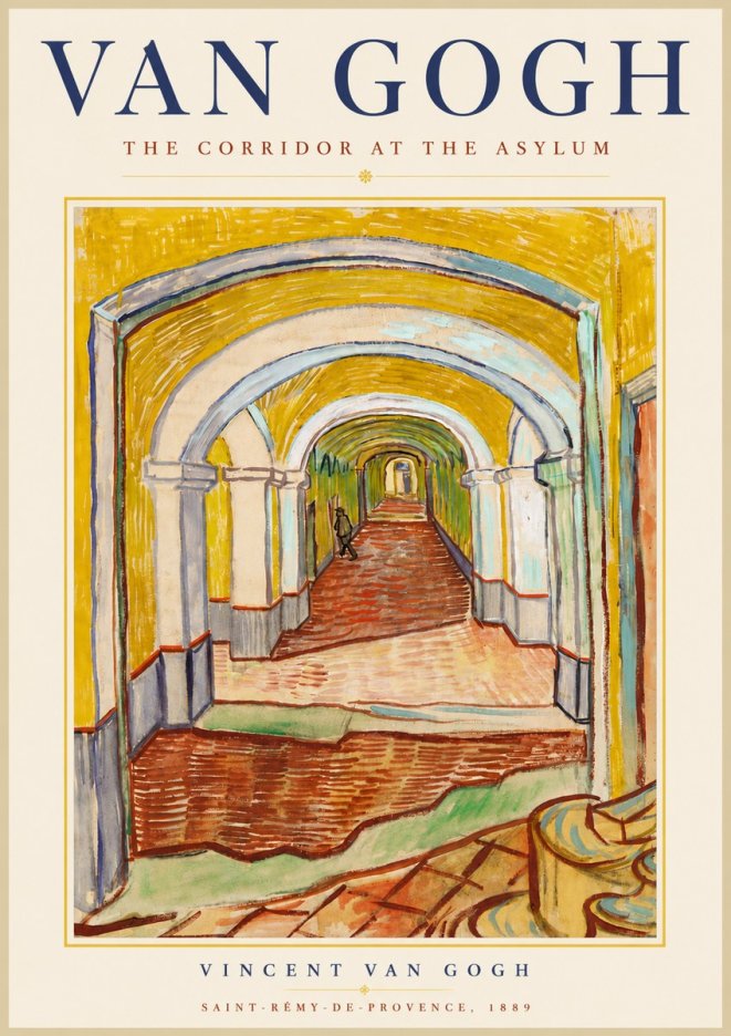 Van Gogh The Corridor at the Asylum No6 - Poszter