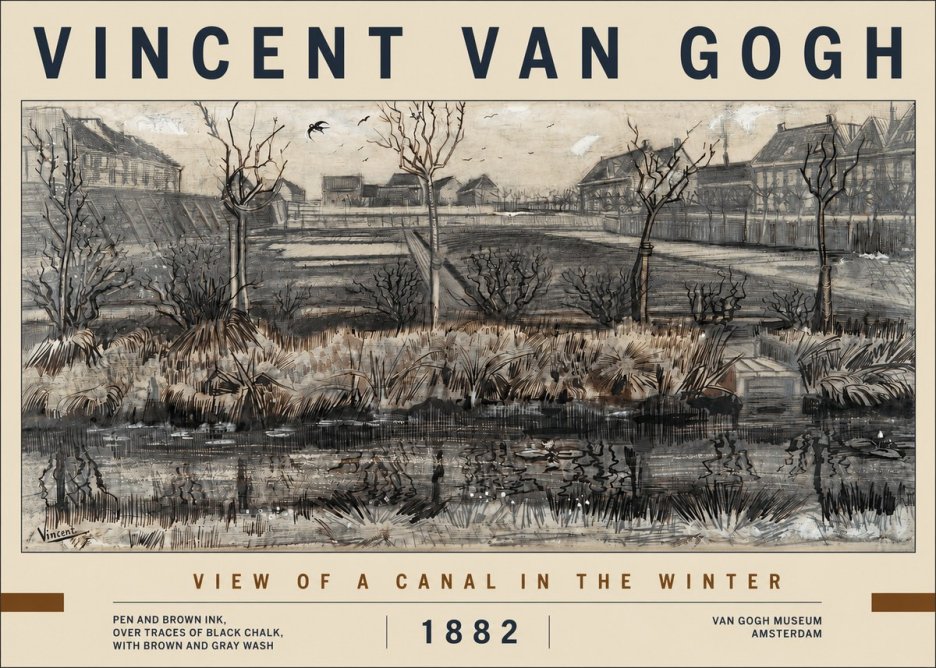 Van Gogh View of a Canal in the Winter No2 - Poszter