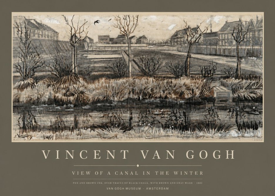 Van Gogh View of a Canal in the Winter No3 - Poszter