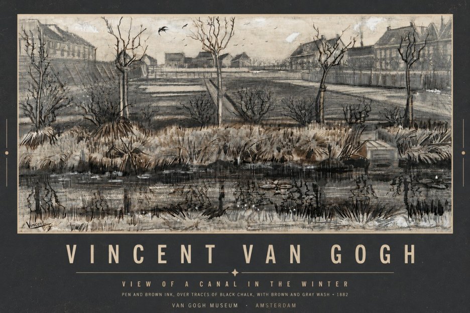 Van Gogh View of a Canal in the Winter No5 - Poszter