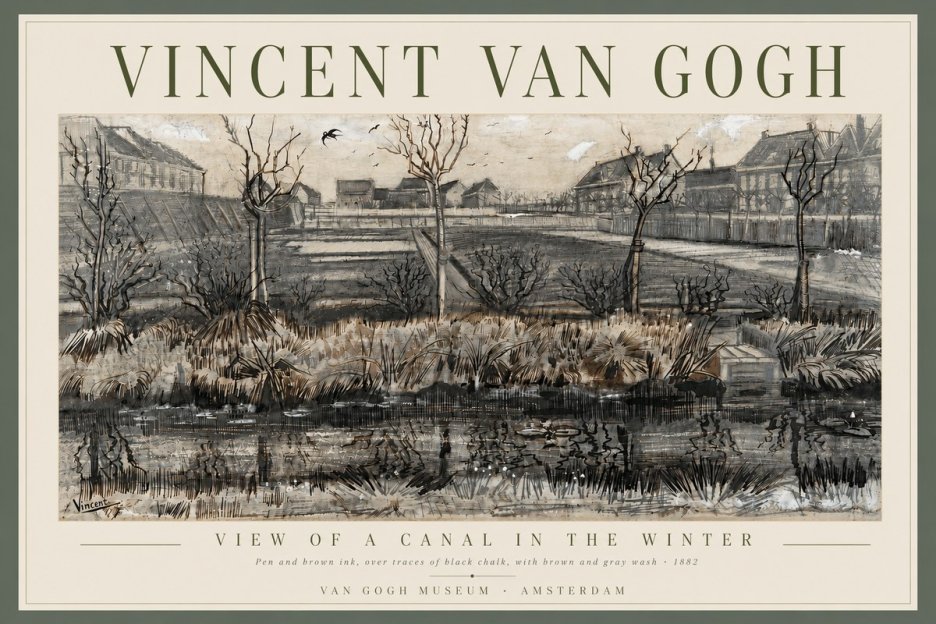 Van Gogh View of a Canal in the Winter No6 - Poszter