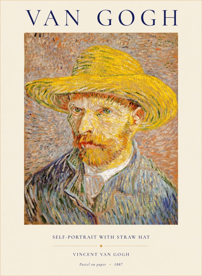 Van Gogh Self-portrait with Straw Hat I No1 - Poszter