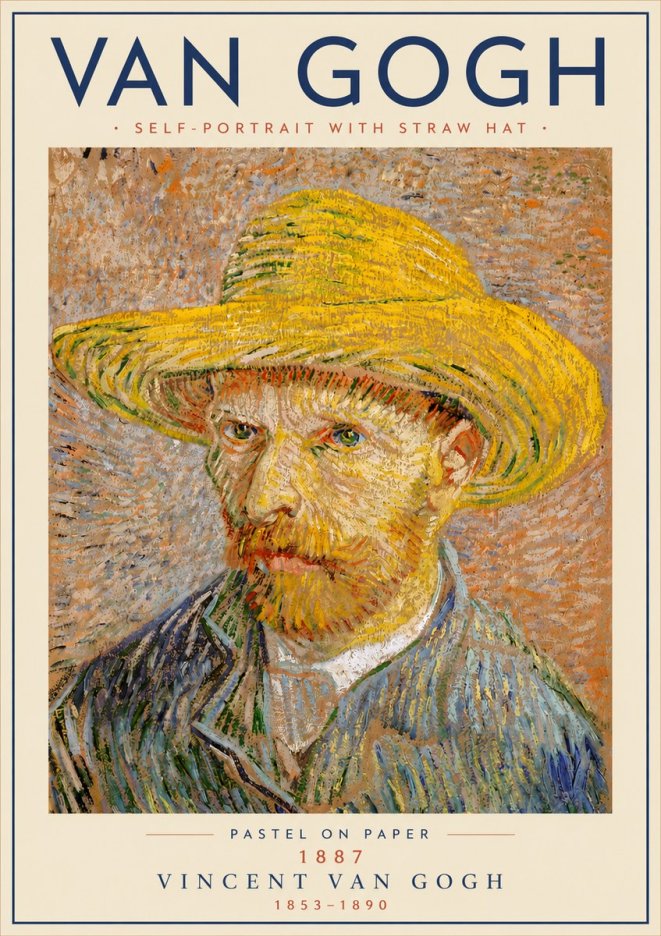 Van Gogh Self-portrait with Straw Hat I No6 - Poszter