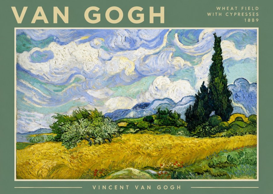Van Gogh Wheat Field with Cypresses, 1889 No3 - Poszter