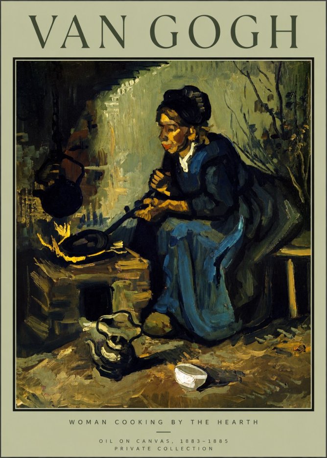 Van Gogh Woman Cooking by the Hearth No2 - Poszter