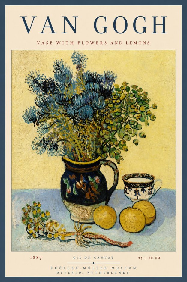 Van Gogh Vase with Flowers and Lemons No2 - Poszter