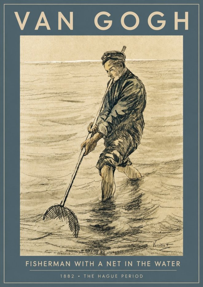 Van Gogh Fisherman with Net No3 - Poszter