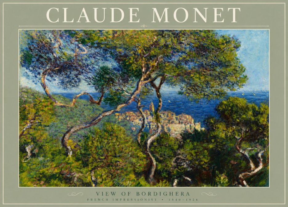 Monet View of Bordighera No5 - Poszter