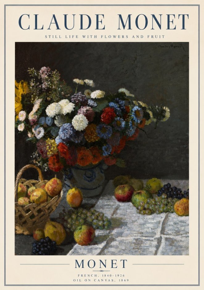Monet Still Life with Flowers and Fruit No3 - Poszter