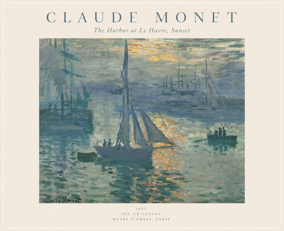Monet The Harbor at Le Havre, Sunset No1 - Poszter