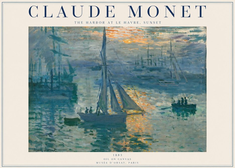 Monet The Harbor at Le Havre, Sunset No2 - Poszter