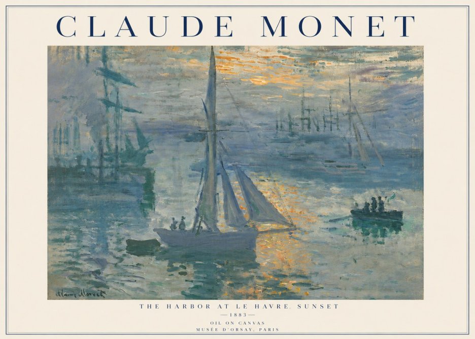 Monet The Harbor at Le Havre, Sunset No4 - Poszter