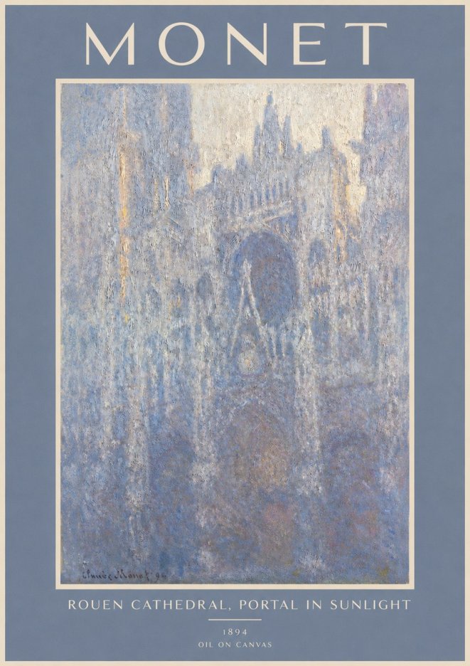 Monet Rouen Cathedral, Portal in Sunlight No2 - Poszter