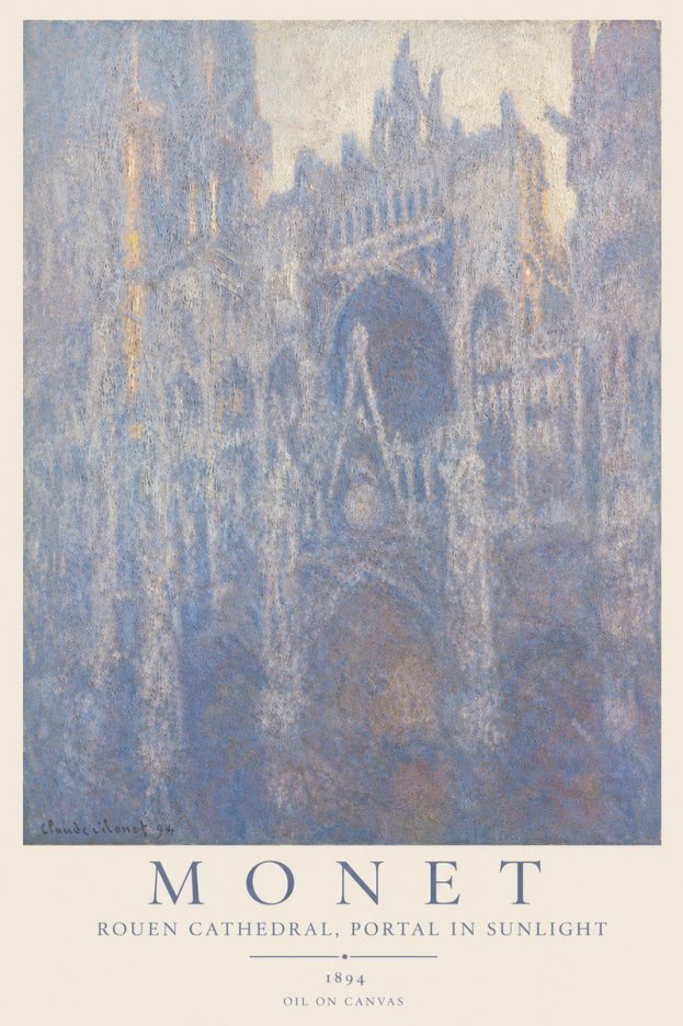 Monet Rouen Cathedral, Portal in Sunlight No3 - Poszter