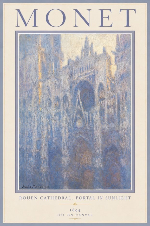 Monet Rouen Cathedral, Portal in Sunlight No5 - Poszter