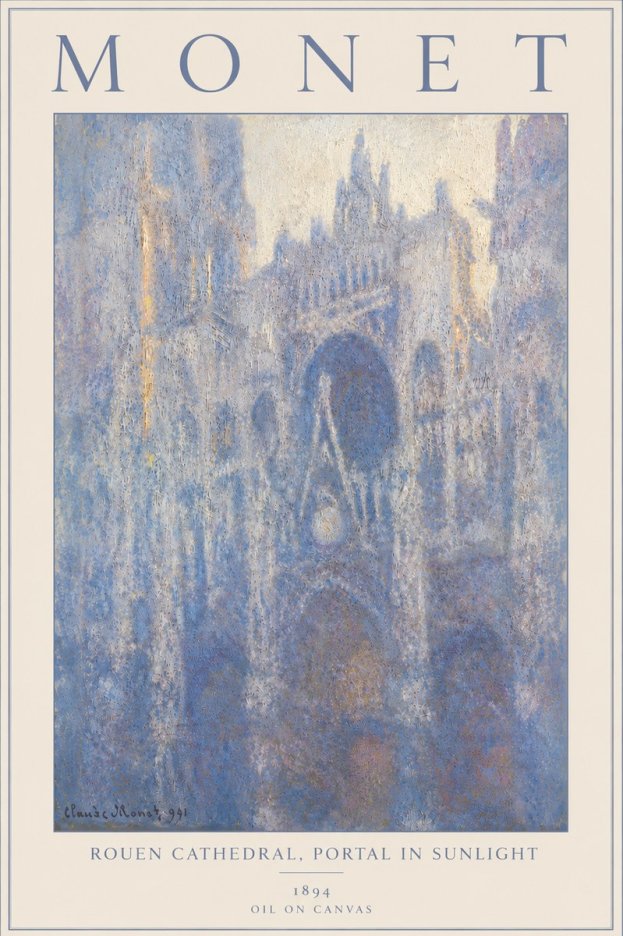 Monet Rouen Cathedral, Portal in Sunlight No6 - Poszter