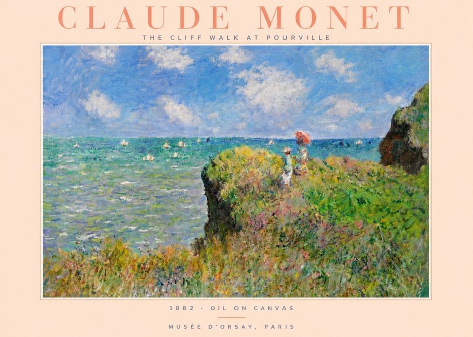 Monet The Cliff Walk at Pourville No4 - Poszter