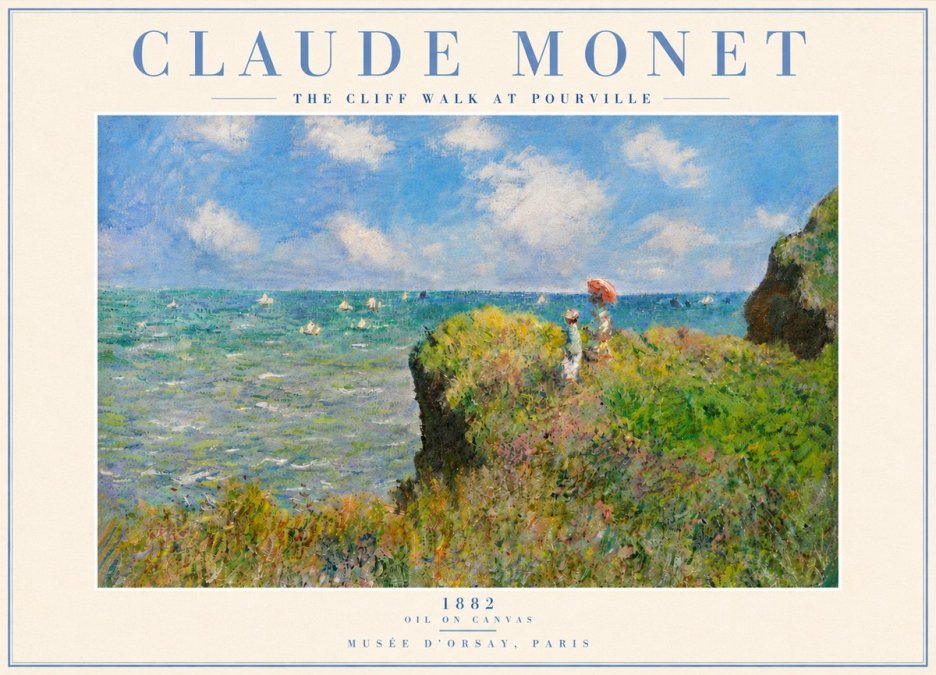 Monet The Cliff Walk at Pourville No6 - Poszter