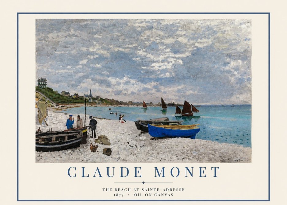 Monet The Beach at Sainte-adresse I No2 - Poszter