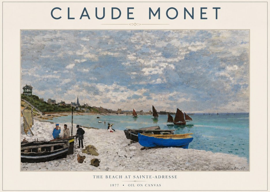 Monet The Beach at Sainte-adresse I No5 - Poszter