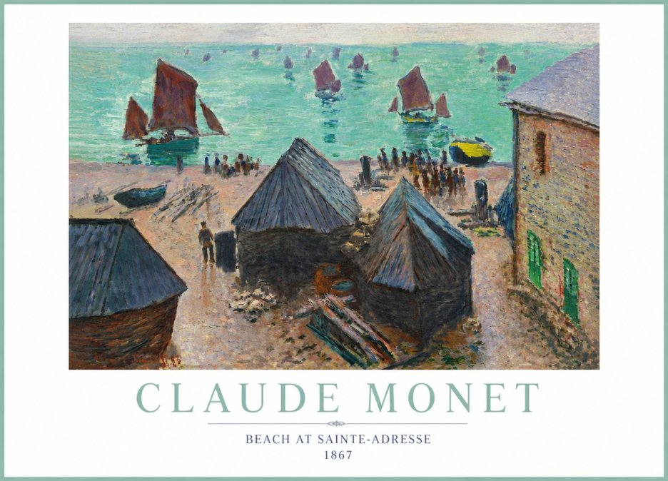 Monet Beach at Sainte-adresse No4 - Poszter