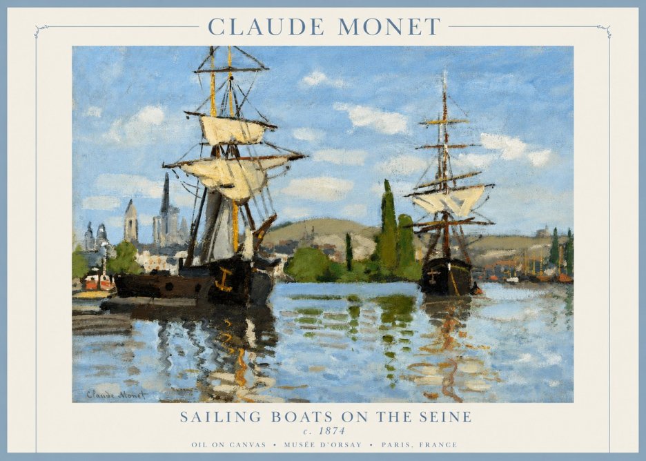 Monet Sailing Boats on the Seine No2 - Poszter