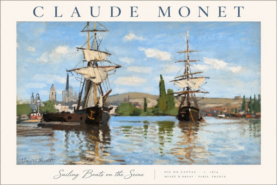 Monet Sailing Boats on the Seine No6 - Poszter