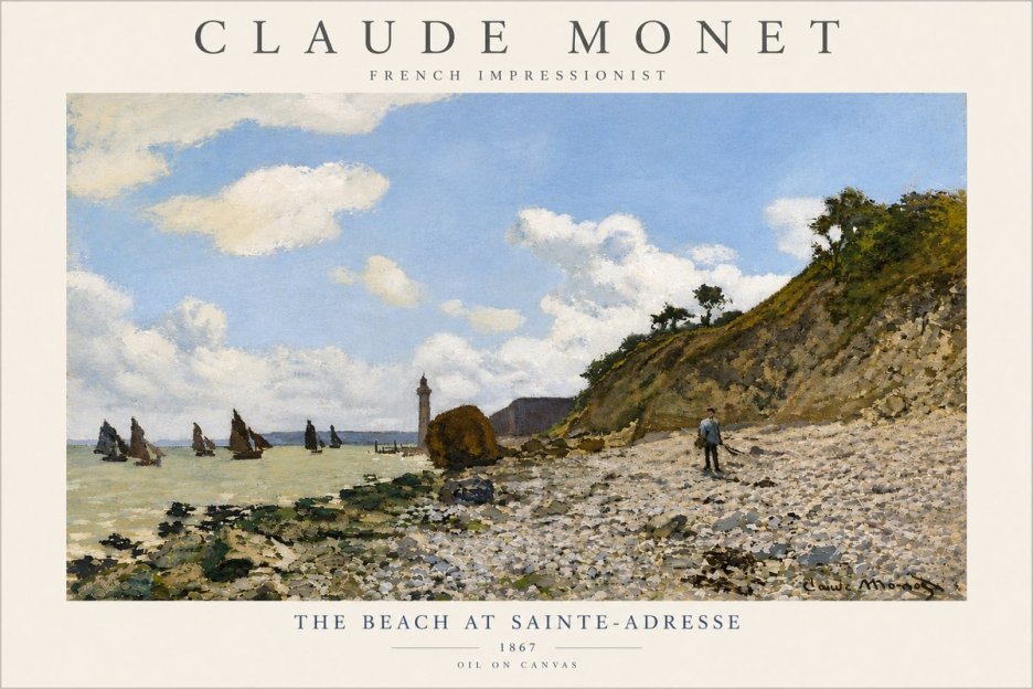 Monet The Beach at Sainte-adresse II No4 - Poszter