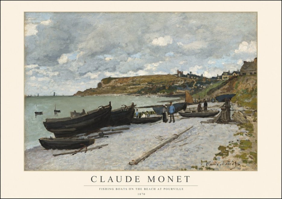 Monet Fishing Boats on the Beach at Pourville No1 - Poszter