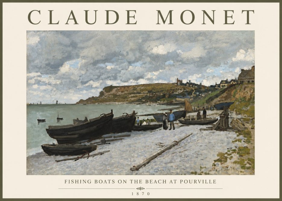 Monet Fishing Boats on the Beach at Pourville No4 - Poszter