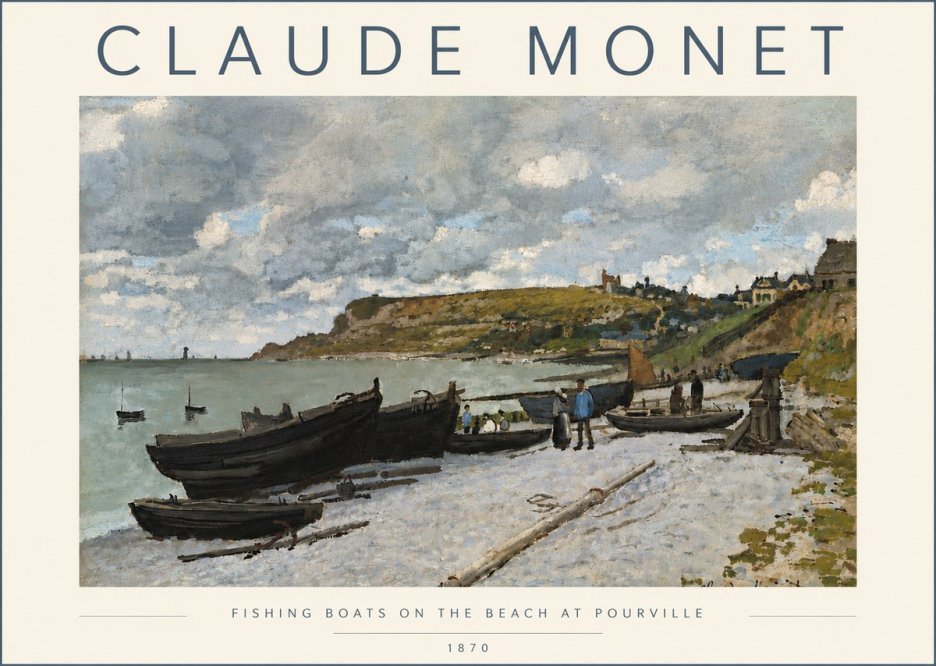 Monet Fishing Boats on the Beach at Pourville No5 - Poszter