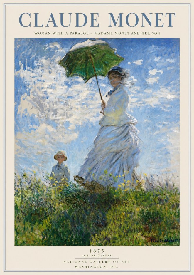 Monet Woman with a Parasol – Madame Monet and Her Son No4 - Poszter