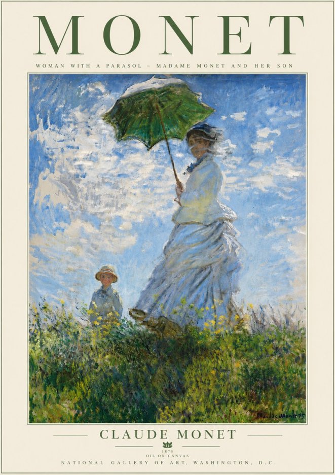 Monet Woman with a Parasol – Madame Monet and Her Son No5 - Poszter