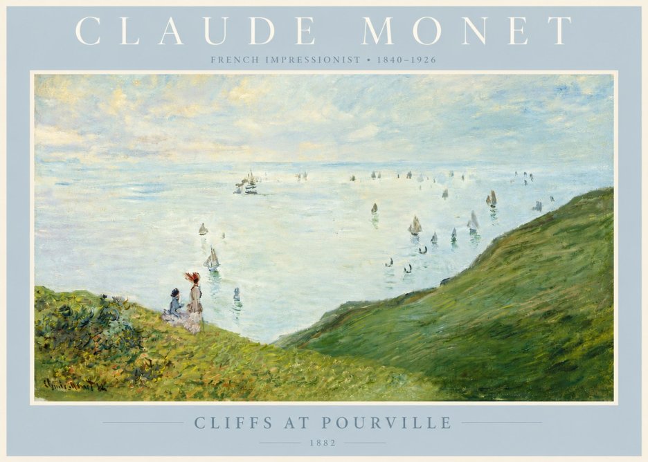 Monet Cliffs at Pourville I No4 - Poszter