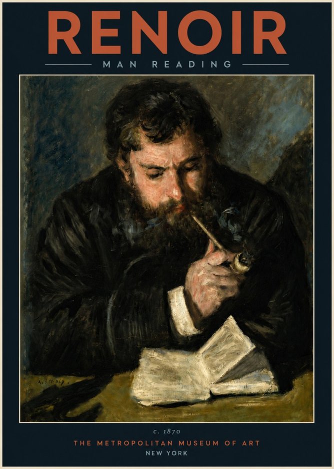Renoir Man Reading No2 - Poszter