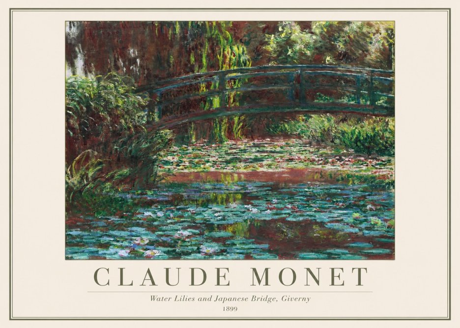Monet Water Lilies and Japanese Bridge, Giverny No1 - Poszter