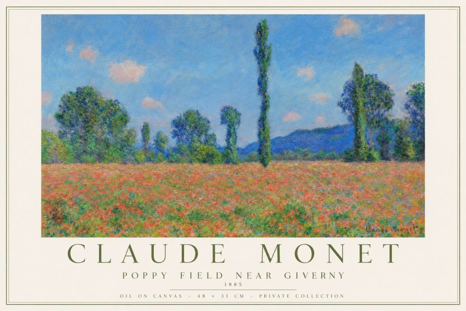 Monet Poppy Field Near Giverny No2 - Poszter