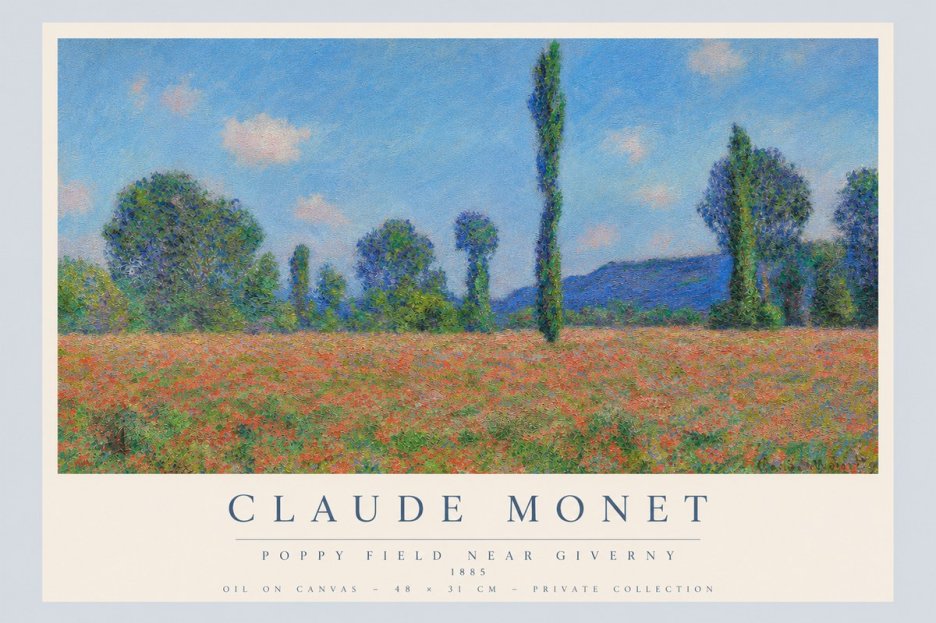 Monet Poppy Field Near Giverny No3 - Poszter