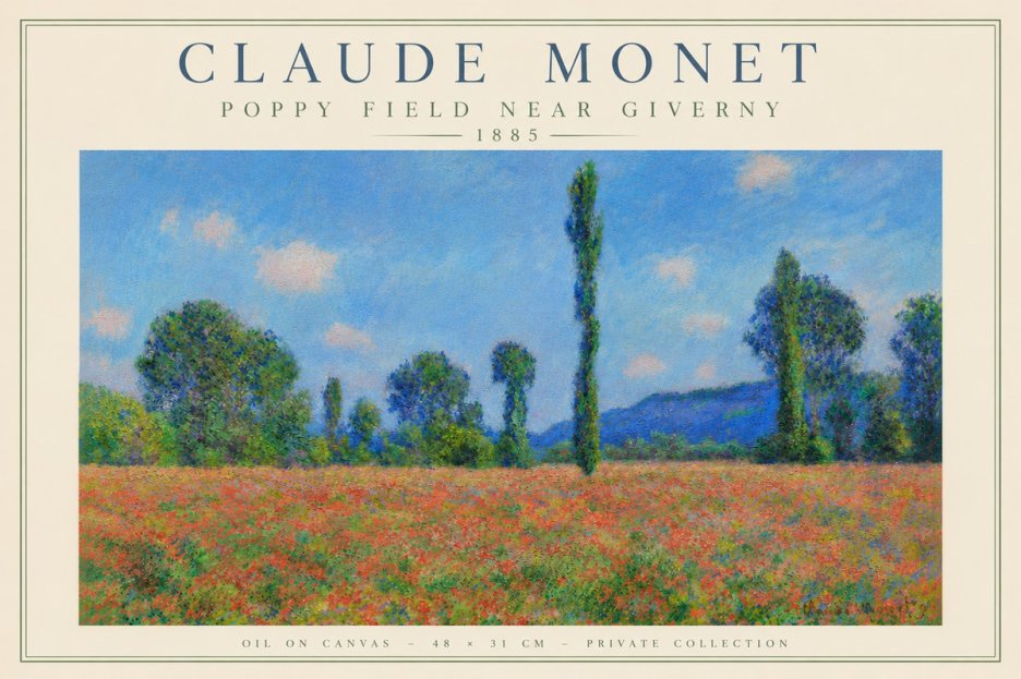 Monet Poppy Field Near Giverny No6 - Poszter