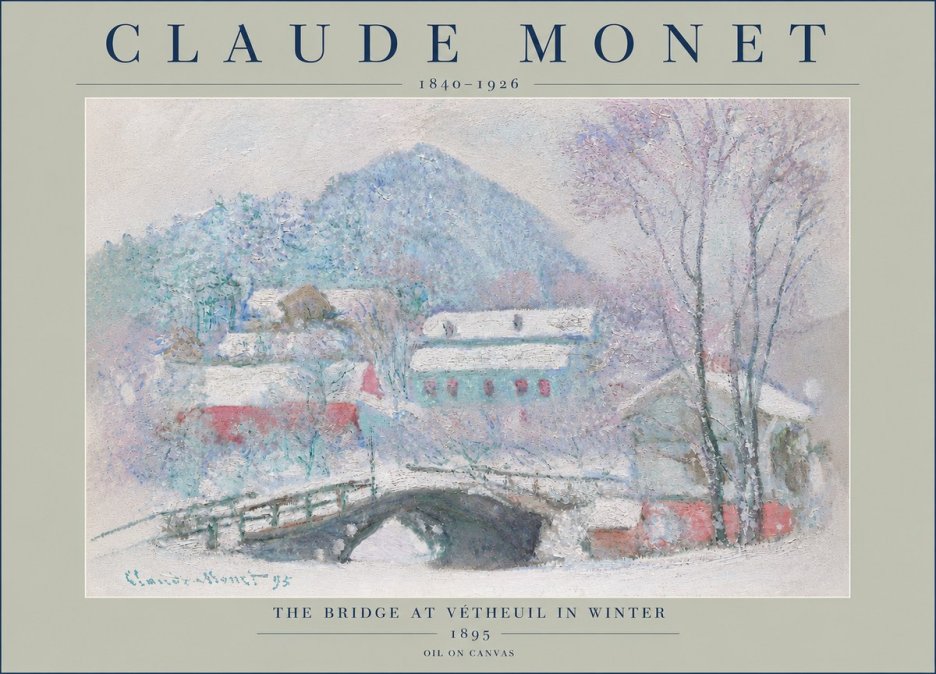 Monet The Bridge at Vétheuil in Winter No4 - Poszter
